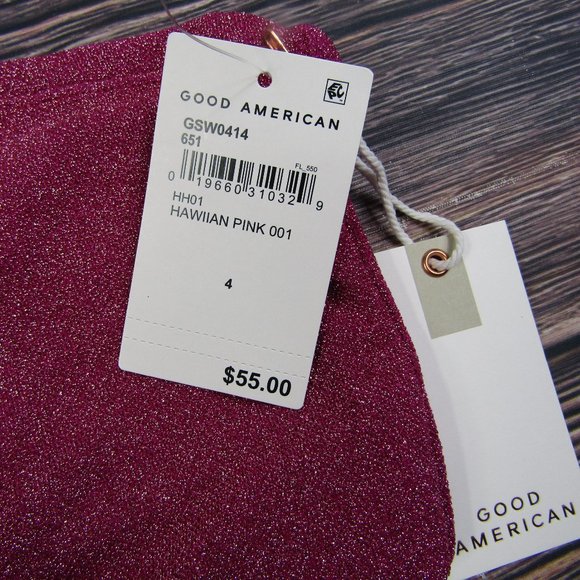 Good American NEW XL Pink Sparkle Better Bandeau Band Top Swim Beach Summer 4 - Picture 3 of 9